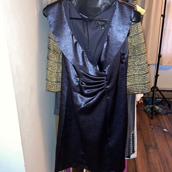 Dress Barn Size 6 Shimmery Gray Blue Mini Formal Dress - Picture 1 of 1